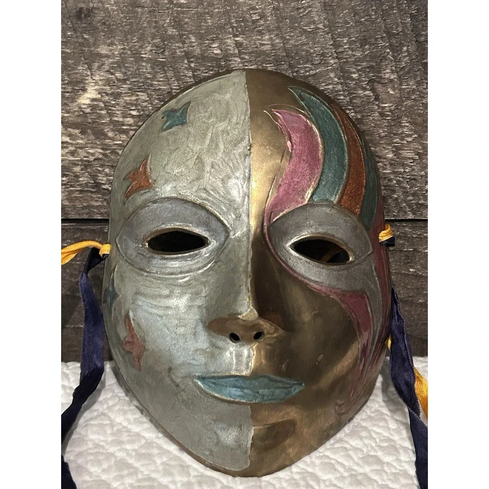 Vintage Solid Brass‎ Party Mask Handmade In India Wall Art Multi Color 7